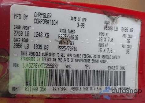 1996 Jeep Grand Cherokee Limited из США, поврежденный, VIN 1J4GZ78YXTC295872